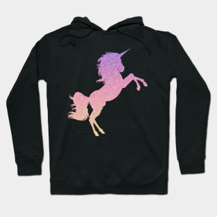 Pastel Pink Purple Ombre Faux Glitter Unicorn Hoodie